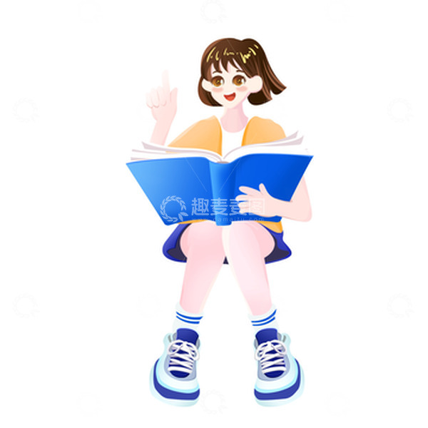 源文件下载【趣麦麦图】开学季学生阅读书本手绘插画元素