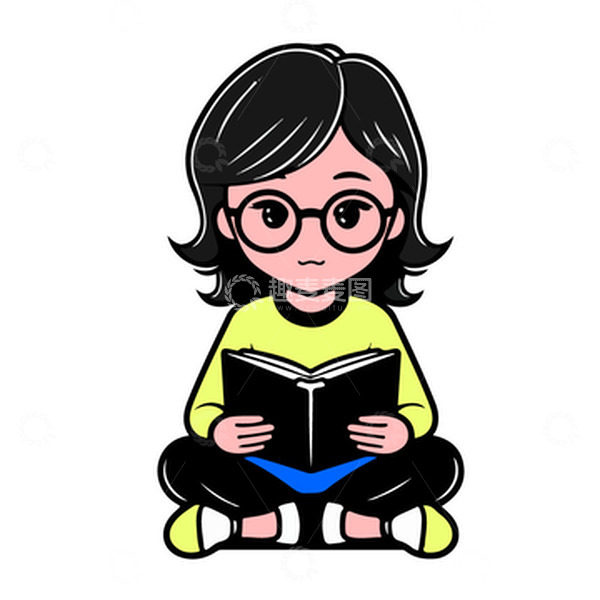 源文件下载【趣麦麦图】坐在地上看书的女生