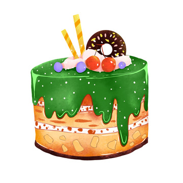 手绘卡通小蛋糕甜品元素