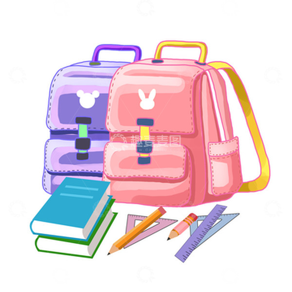 源文件下载【趣麦麦图】开学季书包书包文具