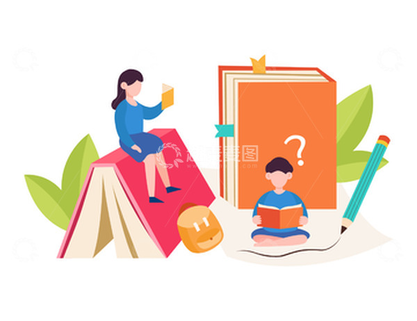 源文件下载【趣麦麦图】卡通简约扁平开学季学习看书的人物