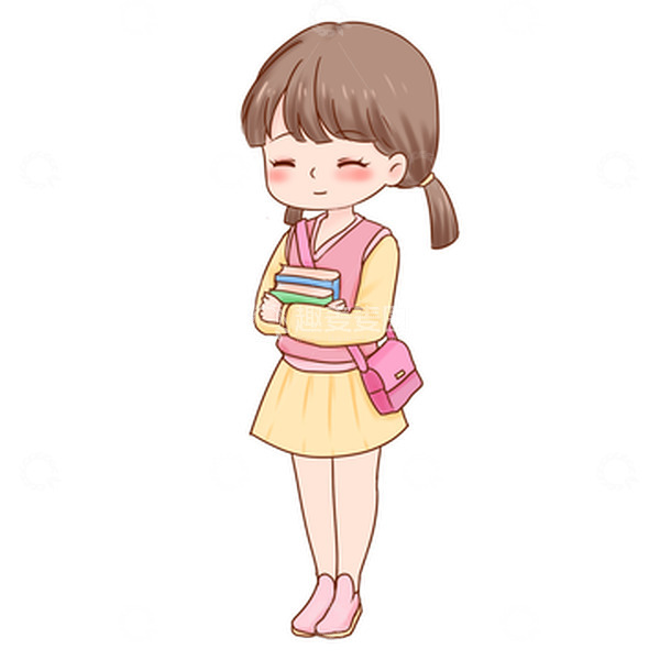 源文件下载【趣麦麦图】开学季新生报到背书包上学