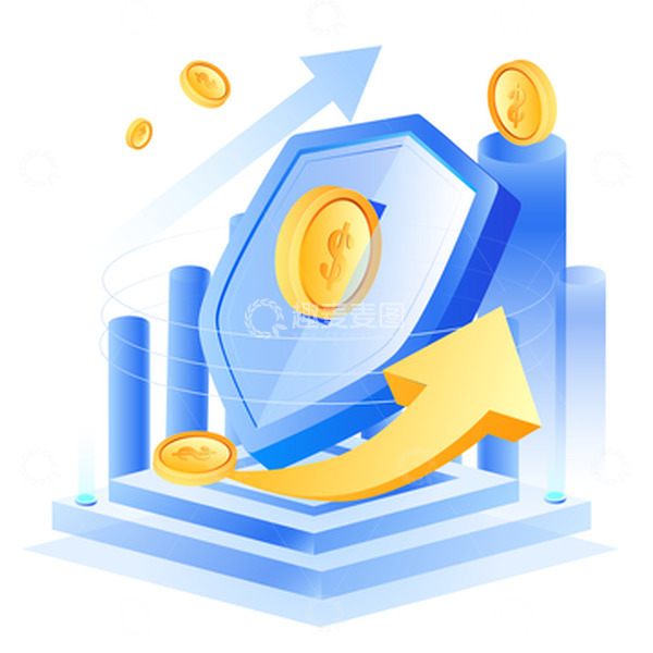 源文件下载【趣麦麦图】蓝色2.5D商务互联网理财装饰插画元素