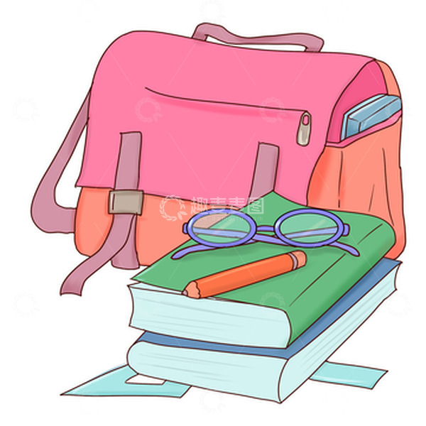 源文件下载【趣麦麦图】开学季书包书籍眼镜