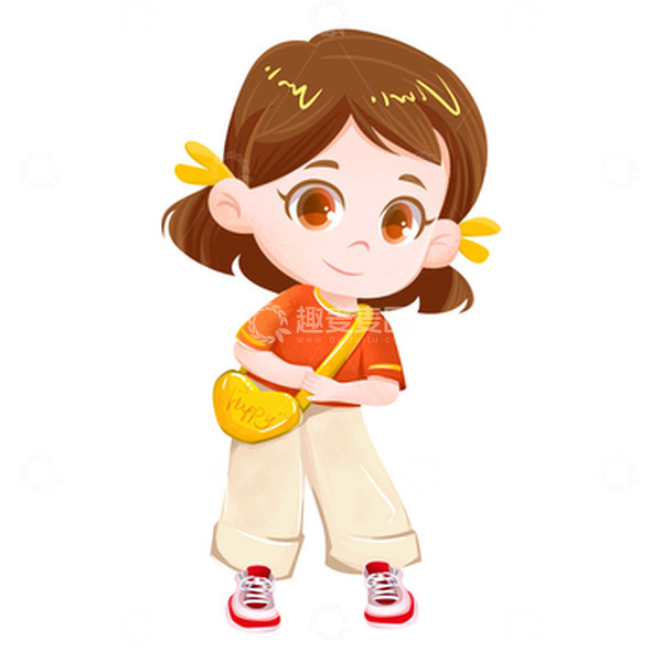 源文件下载【趣麦麦图】开学季女孩背包手绘插画元素