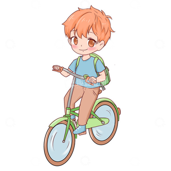 源文件下载【趣麦麦图】开学季骑自行车上学男生
