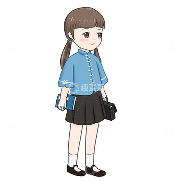 源文件下载【趣麦麦图】开学季复古校服女生