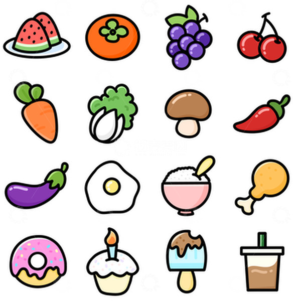 源文件下载【趣麦麦图】-可爱卡通食物图标元素