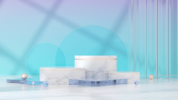 C4D玻璃简约清新立体海报背景