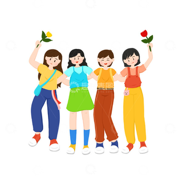 源文件下载【趣麦麦图】开学季开心的女学生