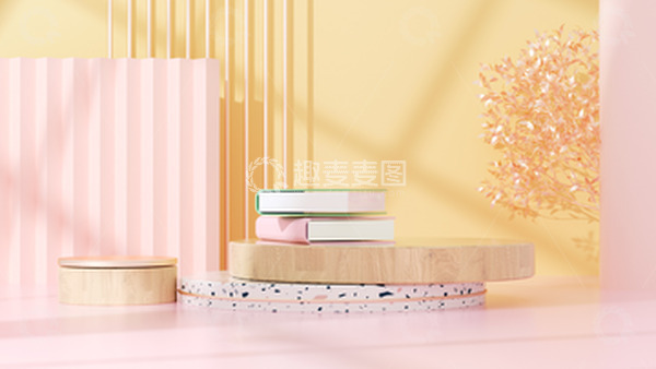 源文件下载【趣麦麦图】开学季C4D清新简约展台书本海报背景