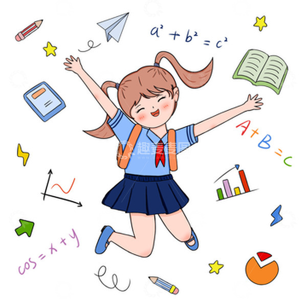 源文件下载【趣麦麦图】开学季学生文具书籍同学