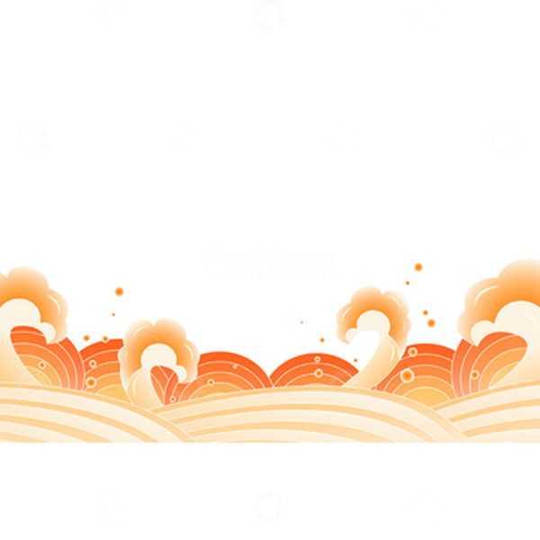 源文件下载【趣麦麦图】中国风祥云海浪底部矢量边框