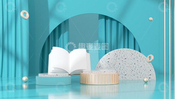 源文件下载【趣麦麦图】C4D开学季立体展台书本书籍海报背景