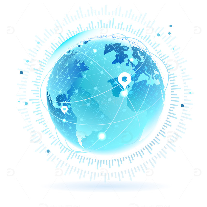 源文件下载【趣麦麦图】蓝色商务互联网地球网格纹理装饰元素