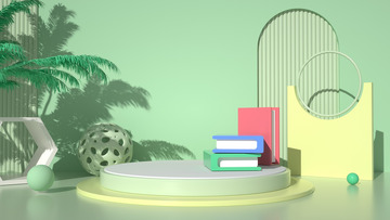 3D立体开学季电商活动书籍海报背景