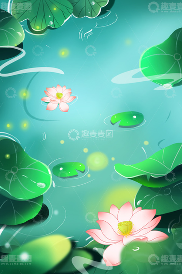源文件下载【趣麦麦图】国潮节气处暑手绘插画