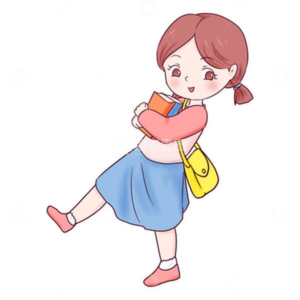 源文件下载【趣麦麦图】开学季上学路上的小女孩