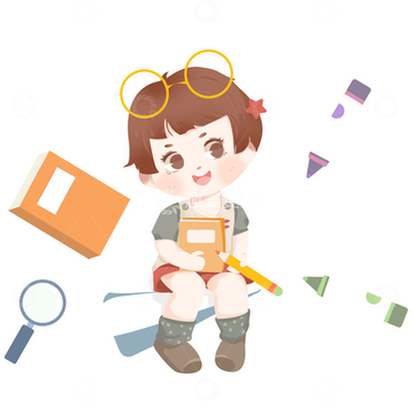 源文件下载【趣麦麦图】女孩开学季手绘卡通元素插画