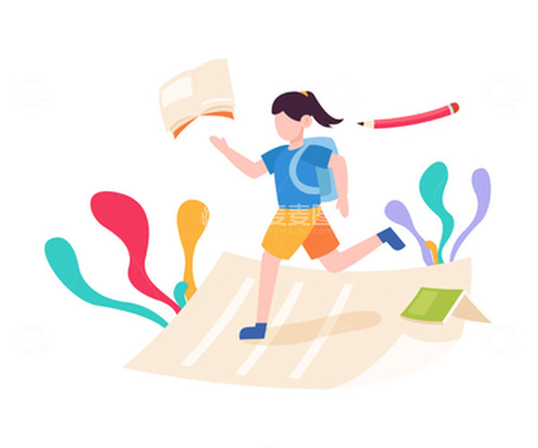 源文件下载【趣麦麦图】卡通开学季扁平上学的人