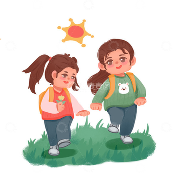 源文件下载【趣麦麦图】放学路上的小女孩海报