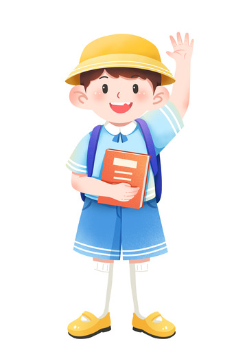开学季小学生男孩卡通元素