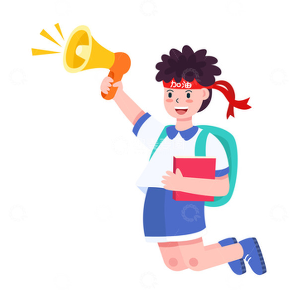 源文件下载【趣麦麦图】卡通扁平开学季拿着喇叭的学生