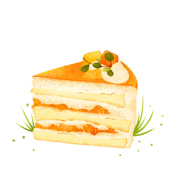 芒果蛋糕插画