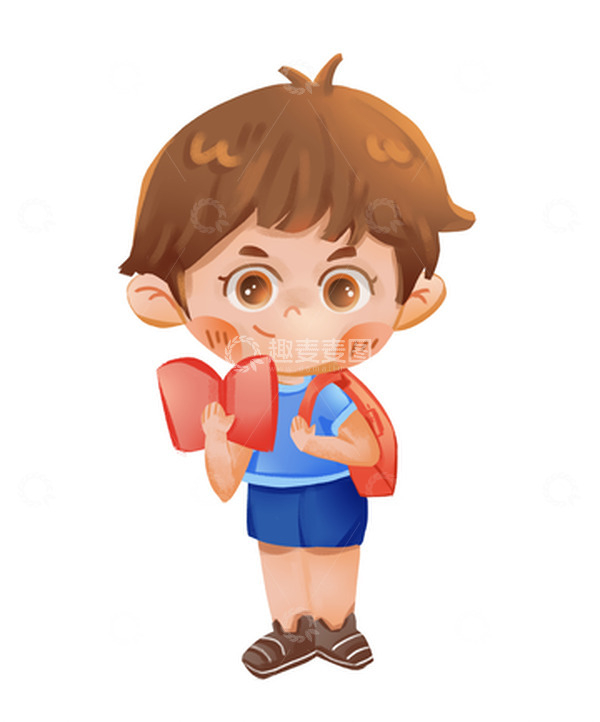 源文件下载【趣麦麦图】开学季小男孩上学儿插文创手绘插画