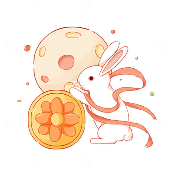 源文件下载【趣麦麦图】中秋节国风月饼玉兔形象