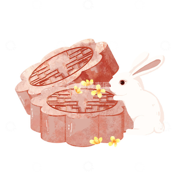 源文件下载【趣麦麦图】简约中秋节国风月饼玉兔