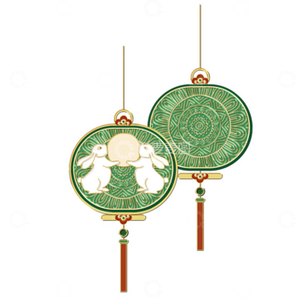 源文件下载【趣麦麦图】复古中秋中式玉兔花纹