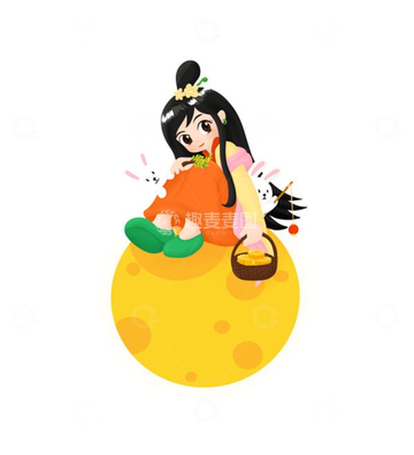 源文件下载【趣麦麦图】-中秋节嫦娥和月兔