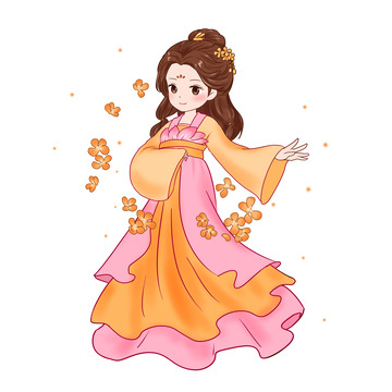 嫦娥花瓣中飞舞