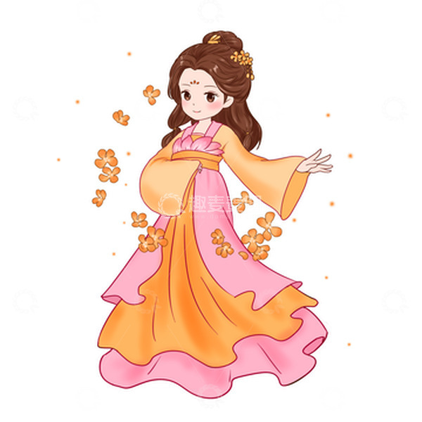 源文件下载【趣麦麦图】嫦娥花瓣中飞舞