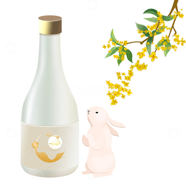 源文件下载【趣麦麦图】兔子酒瓶子玻璃质感