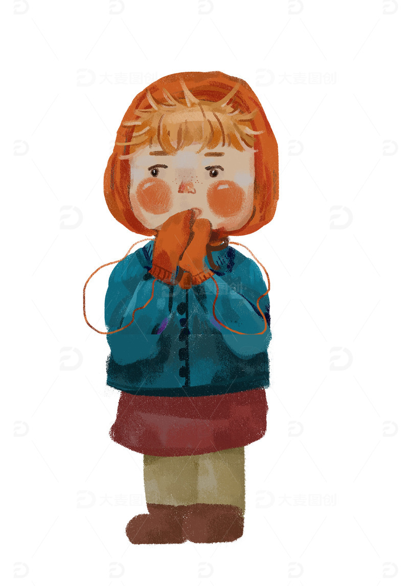 儿插小女孩文创插画手绘可爱