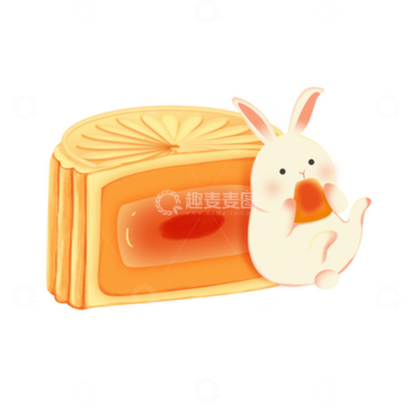 源文件下载【趣麦麦图】中秋玉兔月饼手绘