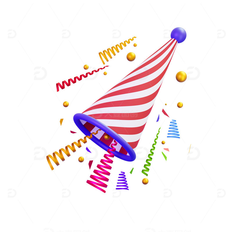 节日活动庆典礼炮庆祝彩带3D元素