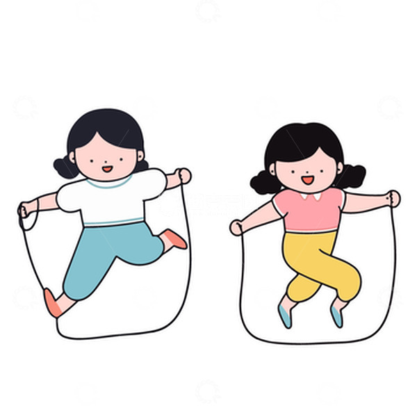 源文件下载【趣麦麦图】两个小朋友在跳绳