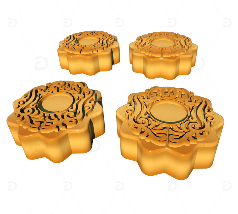 源文件下载【趣麦麦图】-中秋节传统月饼美食八月十五节日花纹月饼