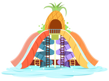 夏天水上乐园滑滑梯