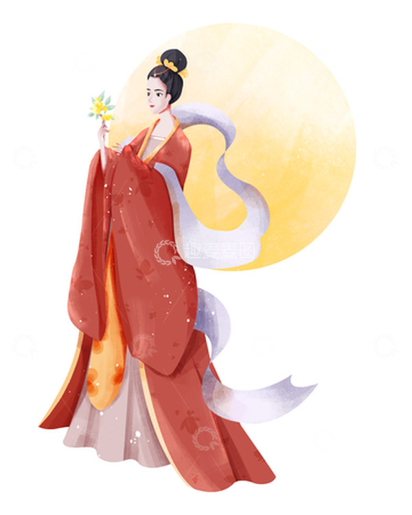 源文件下载【趣麦麦图】-简约复古中秋佳节嫦娥