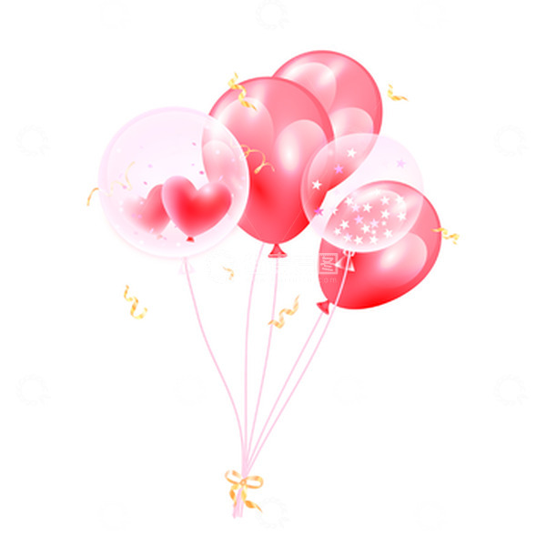 源文件下载【趣麦麦图】粉红色爱心气球装饰矢量元素