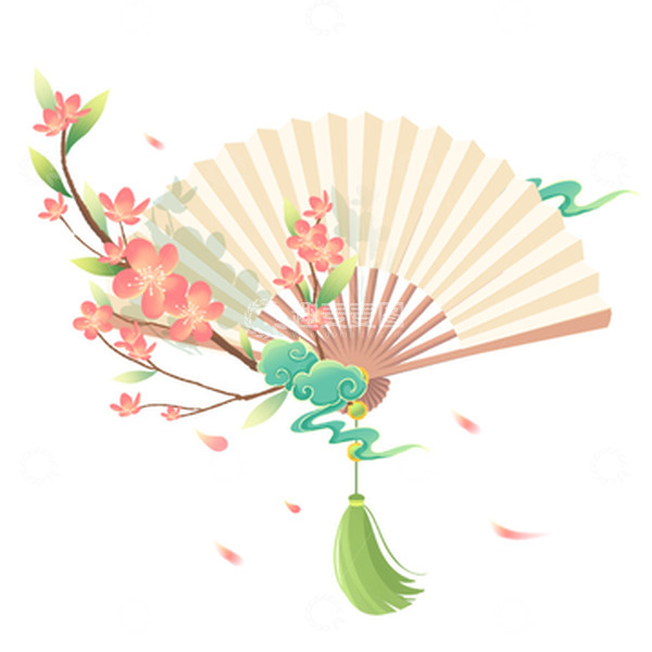 七夕国潮风桃花折扇组合