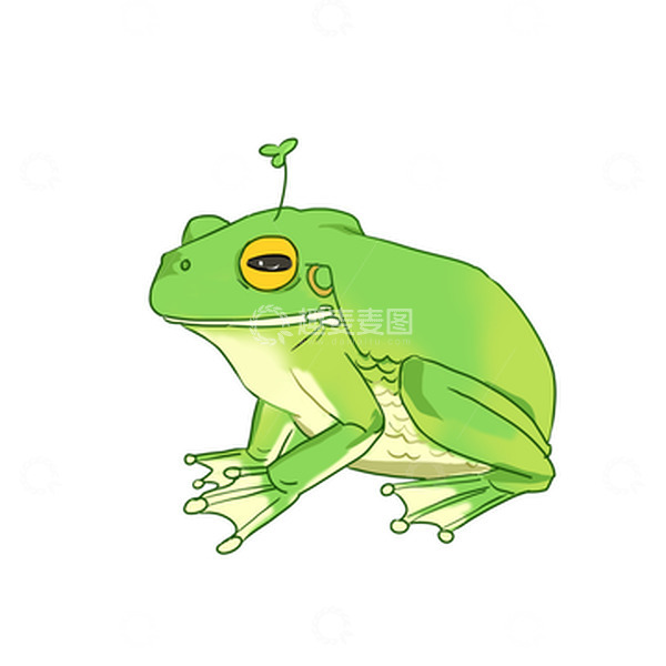 源文件下载【趣麦麦图】可爱蛙蛙头上顶着三叶草的小青蛙