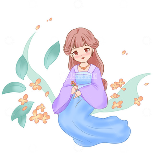 源文件下载【趣麦麦图】-嫦娥仙女桂花漂浮