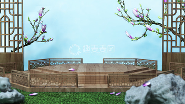 源文件下载【趣麦麦图】C4D古风凉亭场景