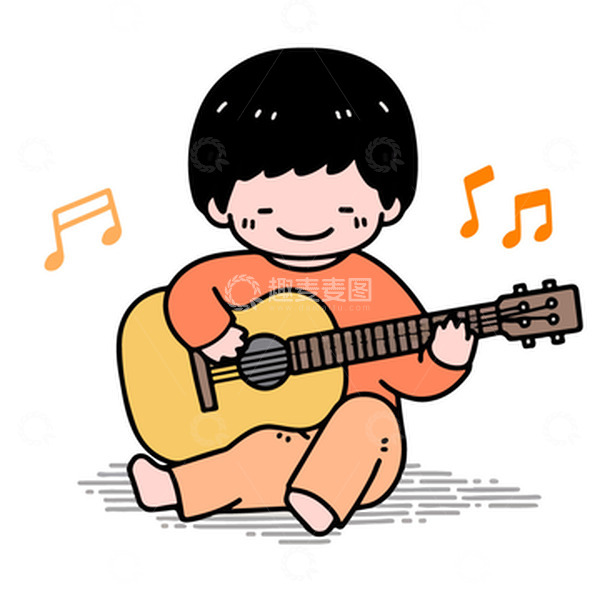 源文件下载【趣麦麦图】弹吉他的男孩