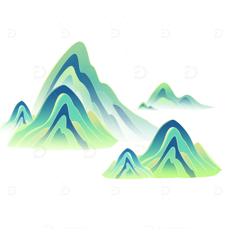 源文件下载【趣麦麦图】中国风古风青山山峰元素